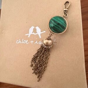 chloe + isabel Green Stone and Gold Tassel Key Charm /Tiger Eye on reverse
B2